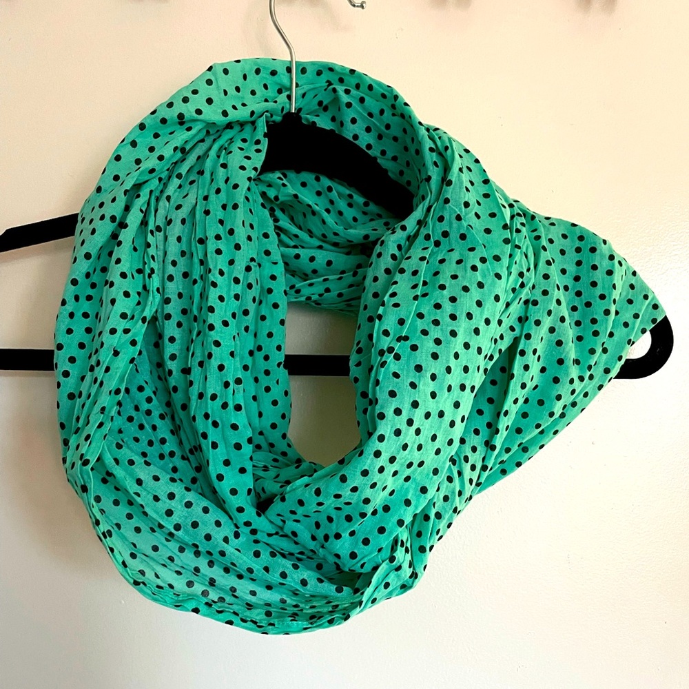 Mint green and navy infinity scarf